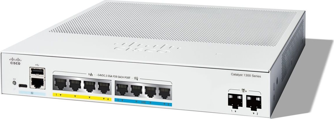 Cisco Catalyst switch C1300-8MGP-2X (4xGbE,4x2,5GbE,2xSFP+,8xPoE+,120W,fanless) - REFRESH