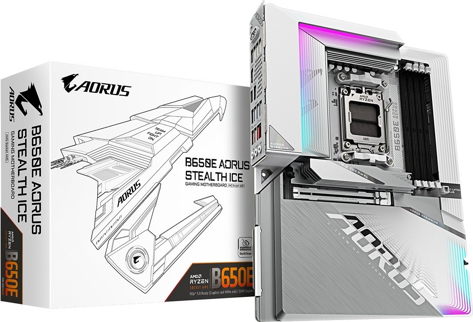 GIGABYTE MB Sc AM5 B650E AORUS STEALTH ICE, AMD B650, 4xDDR5, 2x HDMI, 1xUSB-C, WI-FI, E-ATX