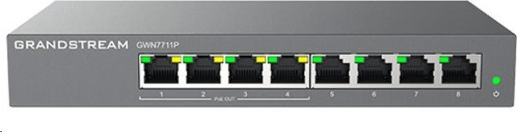 Grandstream GWN7711P Layer 2 Lite managed switch, 8 portů, 4x PoE/PoE+