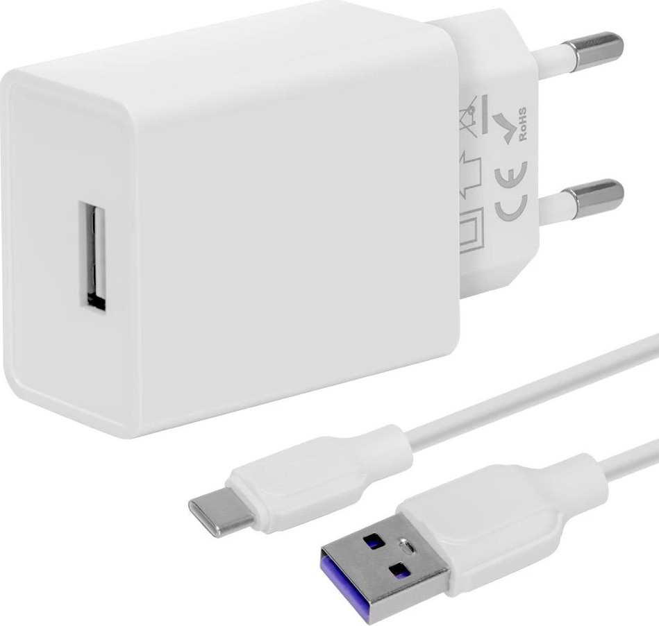 OBAL:ME Cestovní Nabíječka USB-A 10W + USB-A/USB-C Kabel 1m White