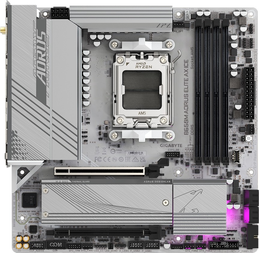 GIGABYTE MB Sc AM5 B650M AORUS ELITE AX ICE, AMD B650, 4xDDR5, 1xDP, 1xHDMI, WI-FI, mATX