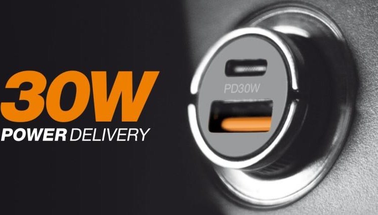 ALIGATOR chytrá mini nabíječka do auta Power Delivery 30W, USB-C + USB-A, černá