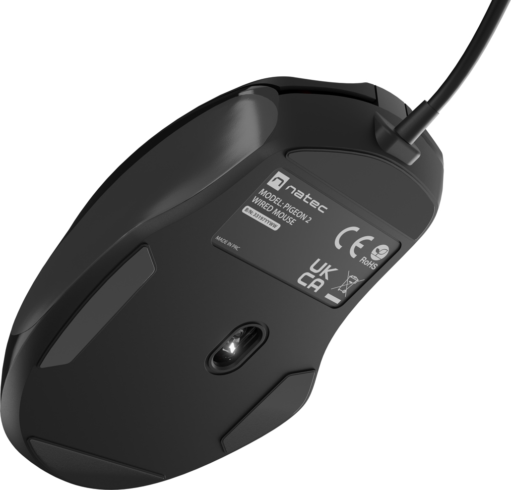 Natec optická myš PIGEON 2/4 000 DPI/Kancelářská/Optická/4 000 DPI/Drátová USB/Černá
