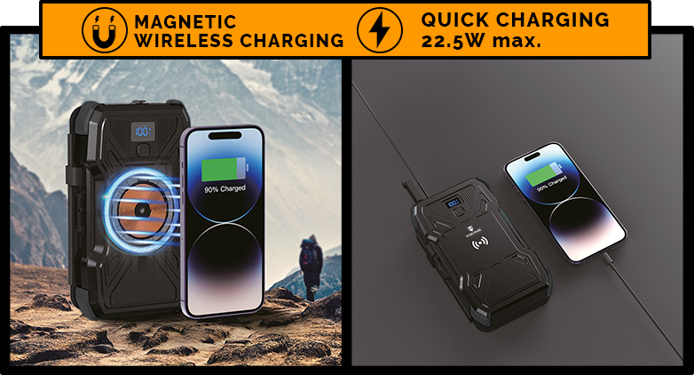 Viking solární outdoorová powerbanka TYR I 10000 mAh, bezdrátové nabíjení