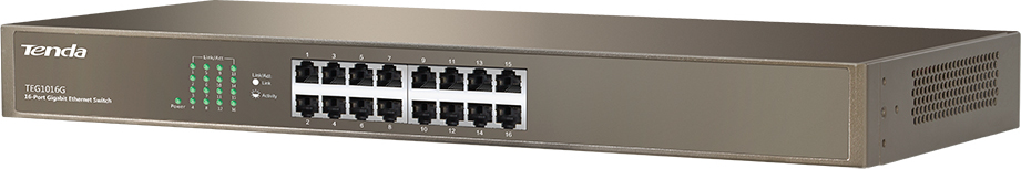 Tenda TEG1016G 16-Port Gigabit Ethernet Switch, 10/100/1000 Mb/s, Rackmount