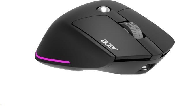 ACER bezdrátová myš Easy Fit Mouse,ergonomická,4000dpi,6 tlačítek,RGB,10m dosah,USB-C,BT,Black