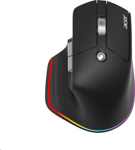 ACER bezdrátová myš Easy Fit Mouse,ergonomická,4000dpi,6 tlačítek,RGB,10m dosah,USB-C,BT,Black