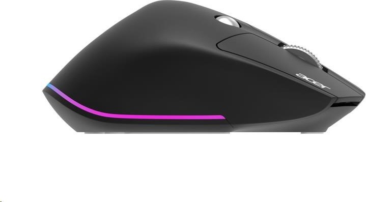 ACER bezdrátová myš Easy Fit Mouse,ergonomická,4000dpi,6 tlačítek,RGB,10m dosah,USB-C,BT,Black