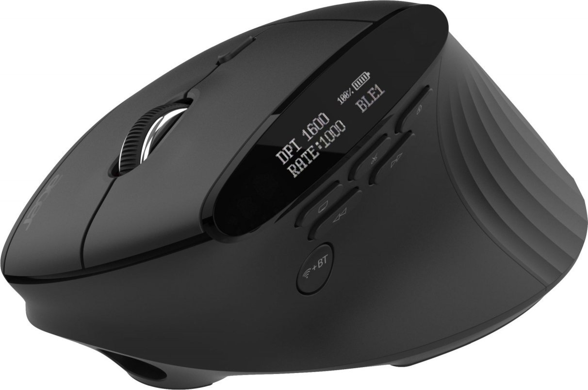 ACER bezdrátová myš Smart Fit Vertical Mouse,8000 dpi,10 tlačítek,RGB,10m dosah,BT,USB,výdrž 120h,Black