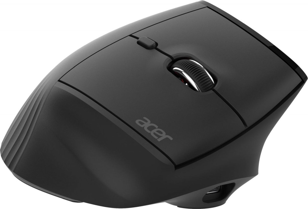 ACER bezdrátová myš Smart Fit Vertical Mouse,8000 dpi,10 tlačítek,RGB,10m dosah,BT,USB,výdrž 120h,Black