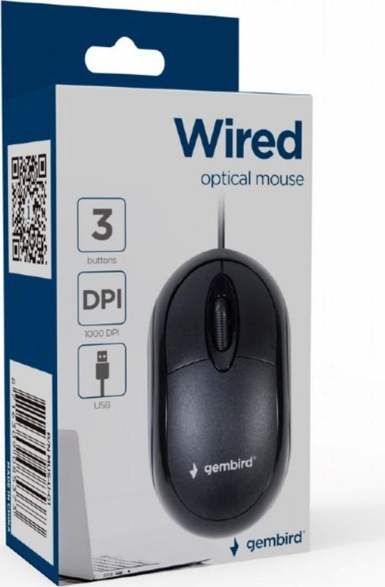 Genius Myš GEMBIRD MUS-ERGO-01, drôtová, optická, vertikálna, 1200-3200 dpi, USB, čierna