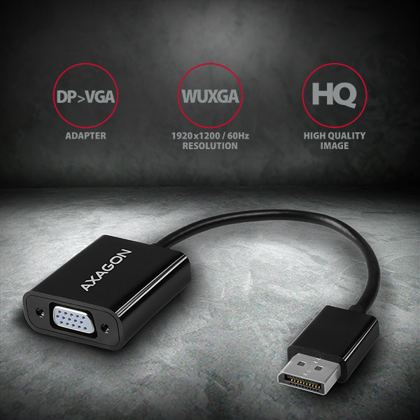AXAGON RVD-VGN, redukcia / adaptér DisplayPort -> VGA, FullHD, 1920*1200