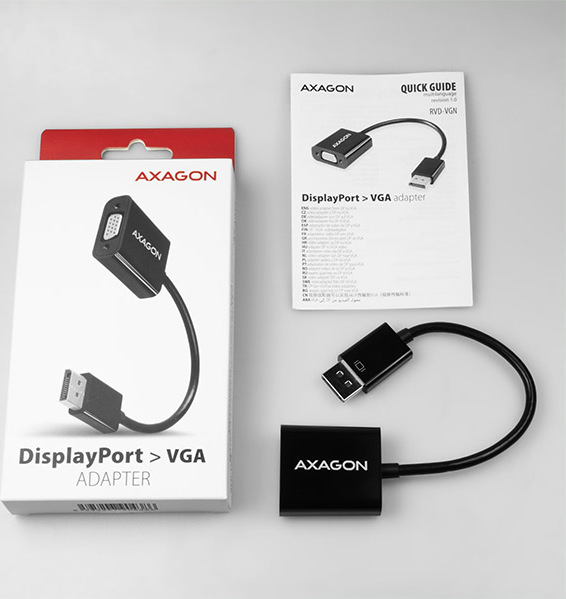 AXAGON RVD-VGN, redukcia / adaptér DisplayPort -> VGA, FullHD, 1920*1200
