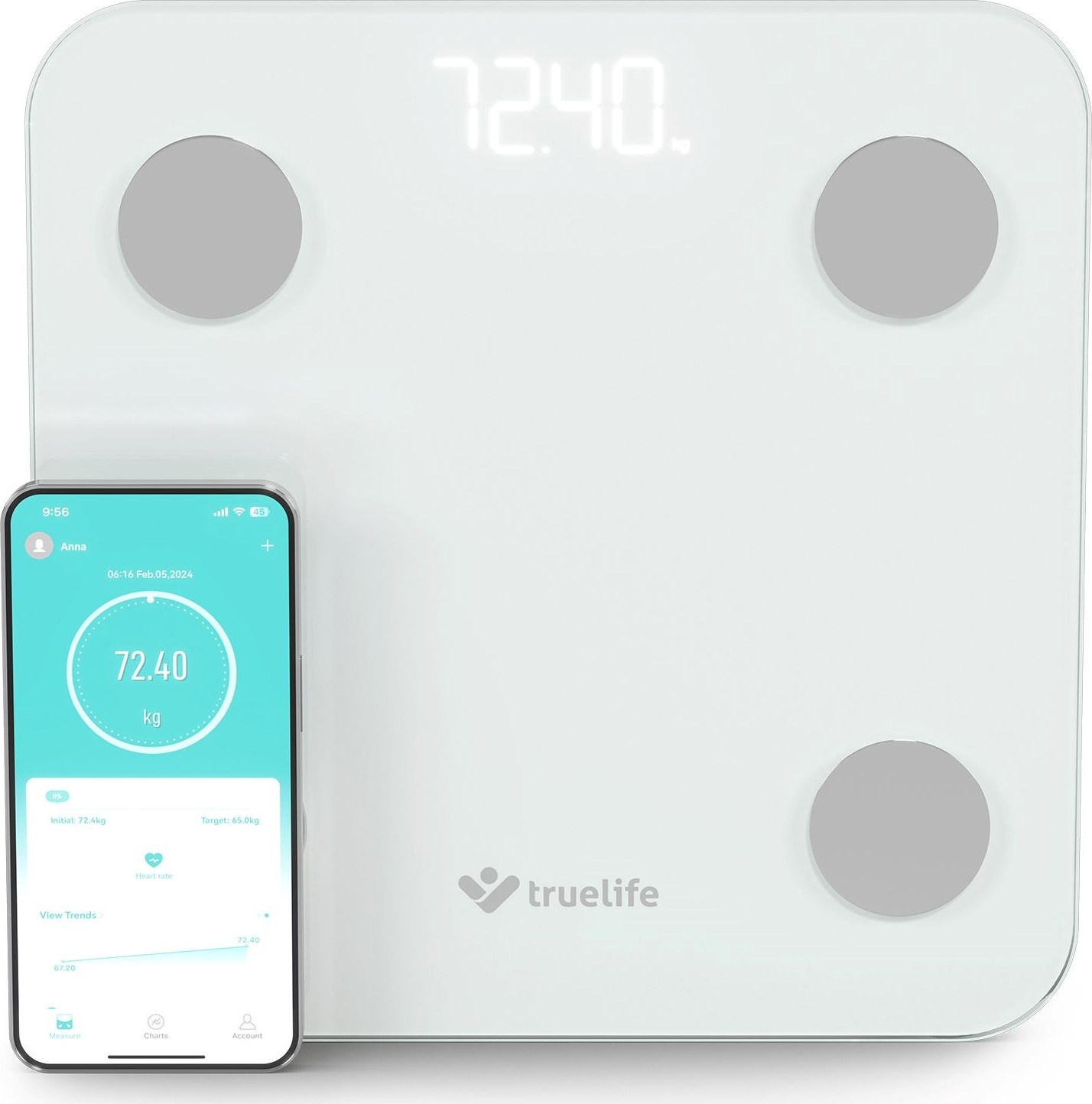 TrueLife FitScale W1 BT White - bioelektrická impedanční bluetooth váha