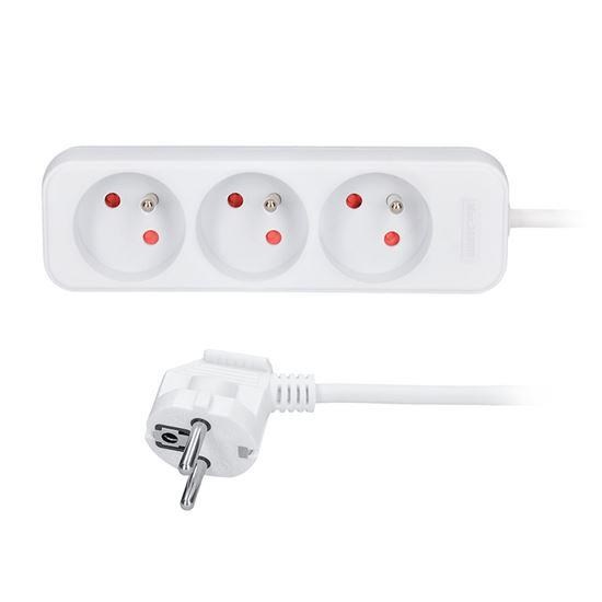 Solight prodlužovací přívod 3m, 3 zásuvky, 16A/3680W, PVC, bílý