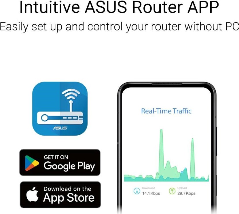 ASUS RT-AX52 Pro (AX3000) Router, Dual Band WiFi 6, Extendable Router