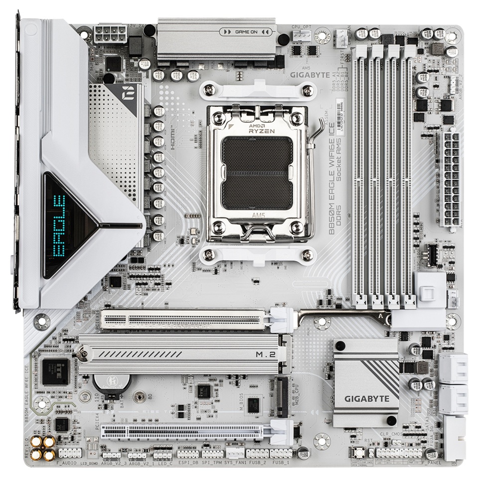 GIGABYTE MB Sc AM5 B850M EAGLE WF6E ICE, AMD B850, 4xDDR5, 1xHDMI, 2xDP, Wifi, mATX