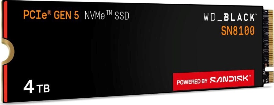 SanDisk WD BLACK SSD NVMe 4TB PCIe SN8100 Powered by SanDisk, Gen5, (R:14900, W:14000MB/s)