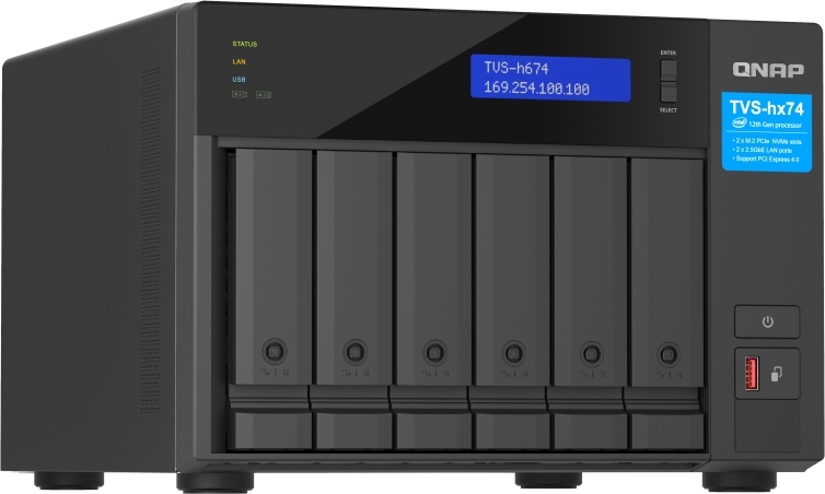 QNAP TVS-h674-i5-32G (6core 4,4GHz, ZFS, 32GB RAM, 6x SATA, 2x M.2 NVMe, 2x PCIe, 2x 2,5GbE, HDMI)