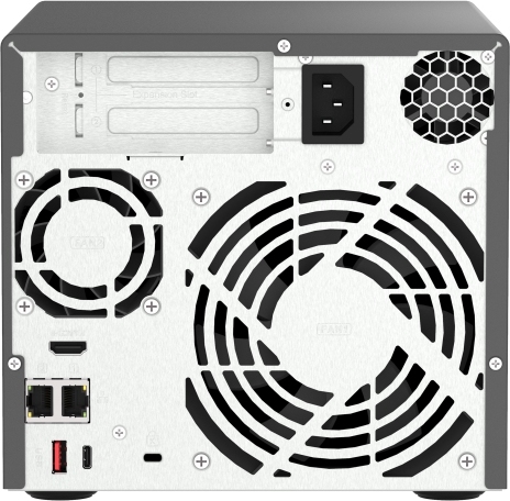 QNAP TVS-h474-PT-8G (2core 3,7GHz, ZFS, 8GB RAM, 4x SATA, 2x M.2 NVMe, 2x PCIe, 2x 2,5GbE, 1x HDMI)