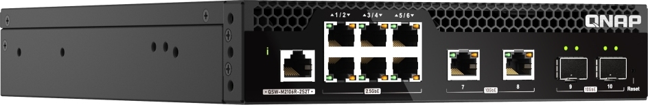 QNAP řízený PoE++ switch QSW-M2106PR-2S2T (6x 2,5GbE RJ45, 2x 10GbE RJ45, 2x 10GbE SFP+, malá šířka)