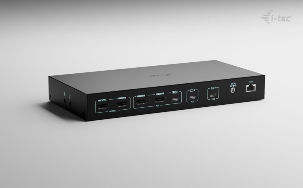 i-tec USB-C KVM Docking station for 3 Hosts, Dual Display, Power Delivery 1x 92W/2x 65W