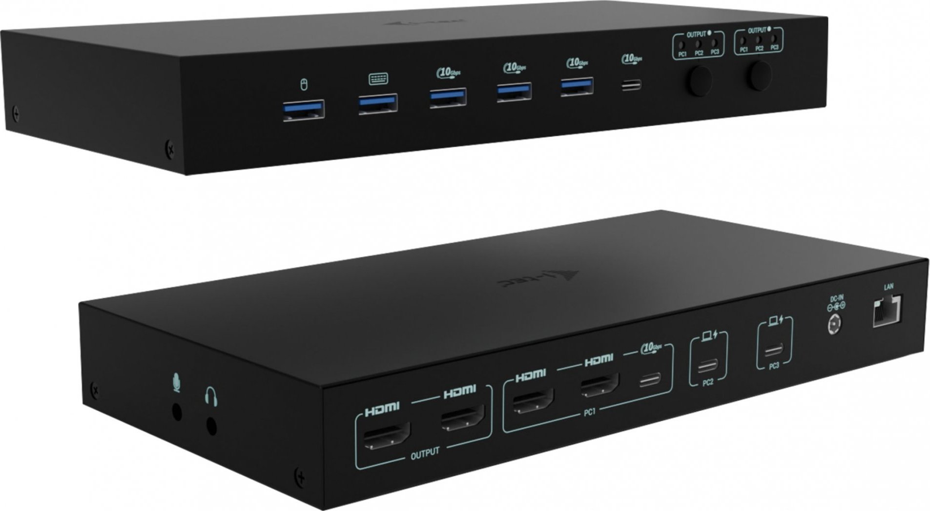 i-tec USB-C KVM Docking station for 3 Hosts, Dual Display, Power Delivery 1x 92W/2x 65W