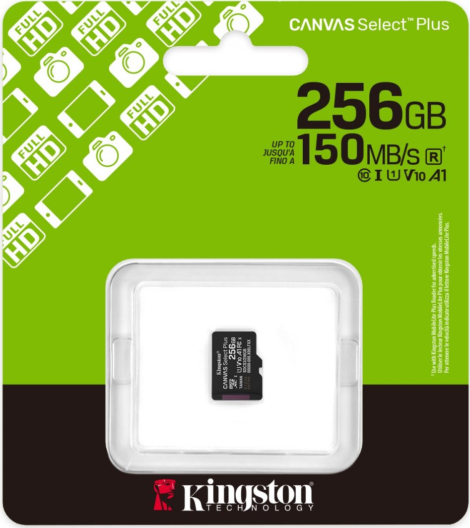 Kingston MicroSDXC karta 256GB Canvas Select Plus, U1, V10, A1