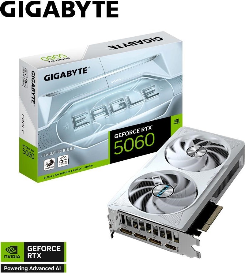 GIGABYTE VGA NVIDIA GeForce RTX 5060 EAGLE ICE OC 8G, 8G GDDR7, 3xDP, 1xHDMI