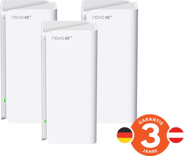 Tenda Nova MX21 Pro (3-pack) WiFi6E AXE5700 Mesh Gigabit system, 9x GLAN/GWAN, WPA3, VPN, CZ app