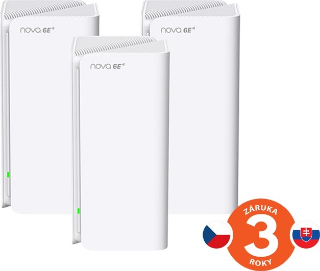 Tenda Nova MX21 Pro (3-pack) WiFi6E AXE5700 Mesh Gigabit system, 9x GLAN/GWAN, WPA3, VPN, CZ app