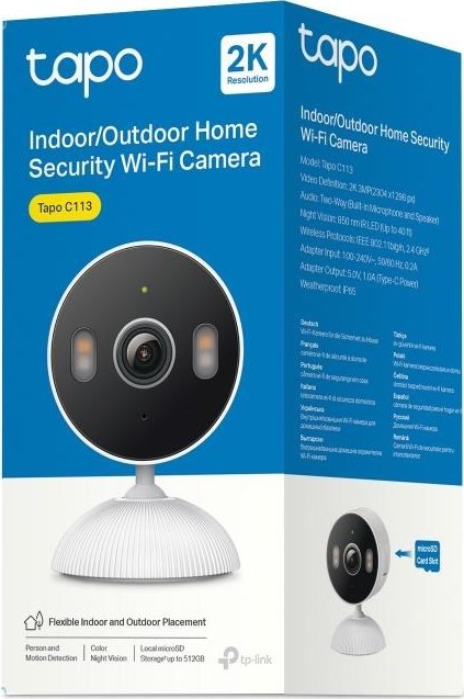 TP-Link Tapo C113 venkovní/outdoor kamera (3MP, 2K, 1296p, WiFi, IR 12m, microSD)