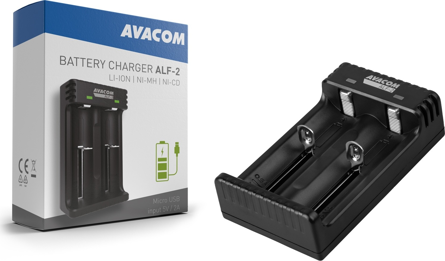 AVACOM ALF-2 - USB nabíječka baterií Li-Ion 18650, Ni-MH AA, AAA