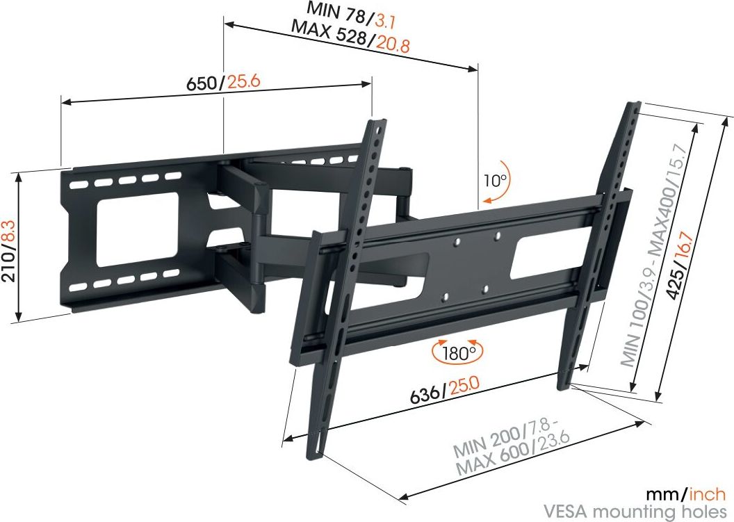 VOGELS Vogel's MA4040, dvojité TV rameno se 4 klouby pro 40-77", 35 kg