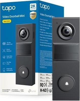 TP-Link Tapo D205 Chytrý mini video zvonek (3MP, 2K, 1296px, WiFi, IR 8m, microSD)