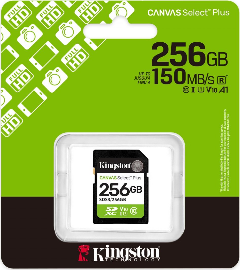 Kingston SDXC karta 256GB Canvas Select Plus, U1, V10, A1