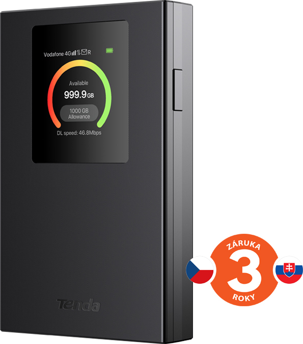 Tenda 4G185v4 4G LTE Mobile AX300 Wi-Fi 6 battery modem router, LCD, WPA3, USB-C