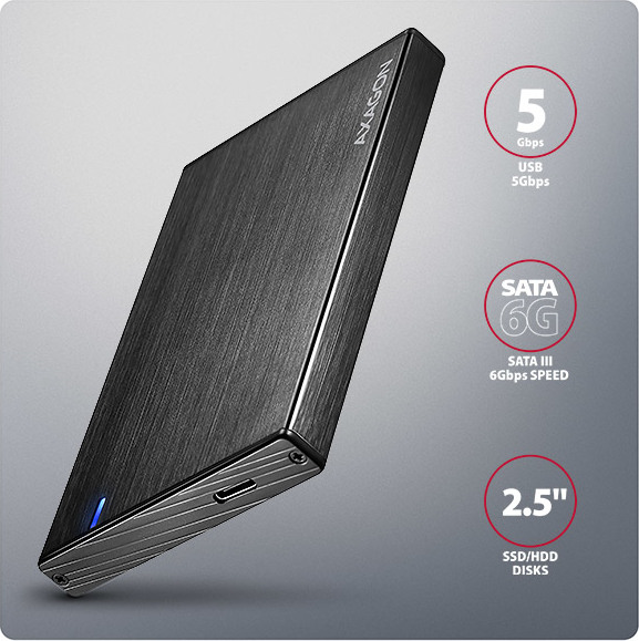 AXAGON EE25-XA6C, USB-C 5Gbps - SATA 6G, 2.5" kovový ALINE box
