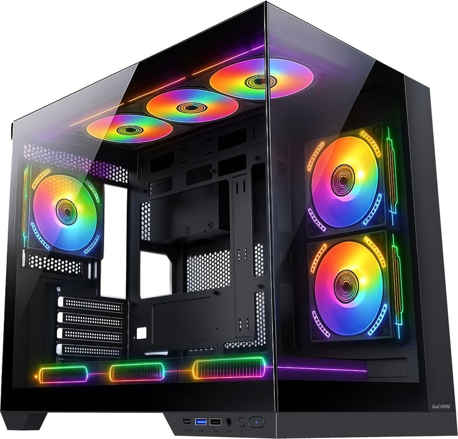 1stCOOL skříň DREAMER, Mid Tower, AU, USB 3.0, USB-C, 3x 120mm ARGB Fan, černá