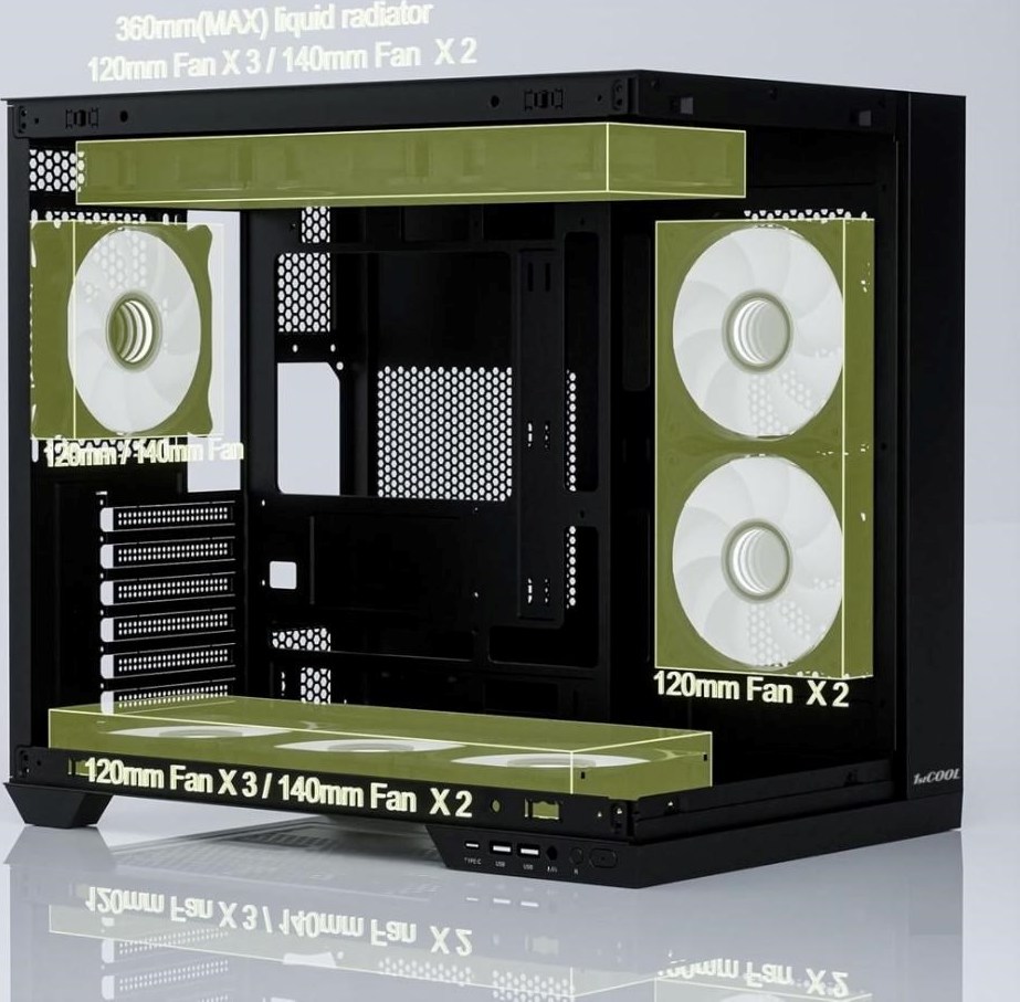 1stCOOL skříň DREAMER, Mid Tower, AU, USB 3.0, USB-C, 3x 120mm ARGB Fan, černá
