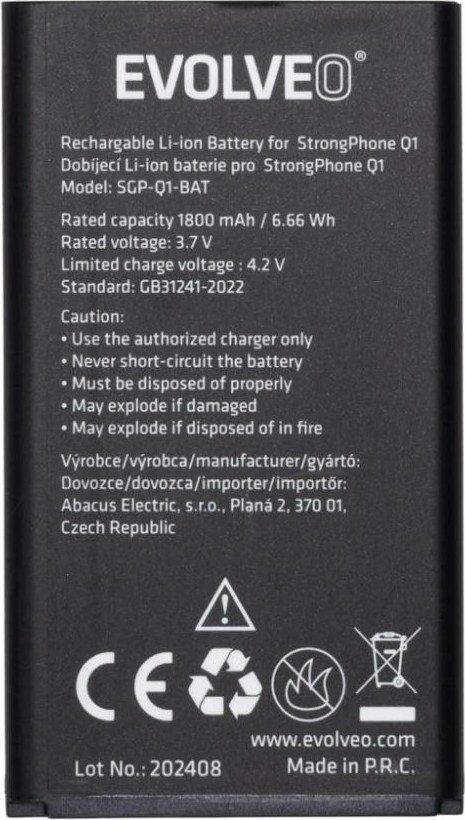 EVOLVEO originální baterie 1800 mAh pro StrongPhone Q1