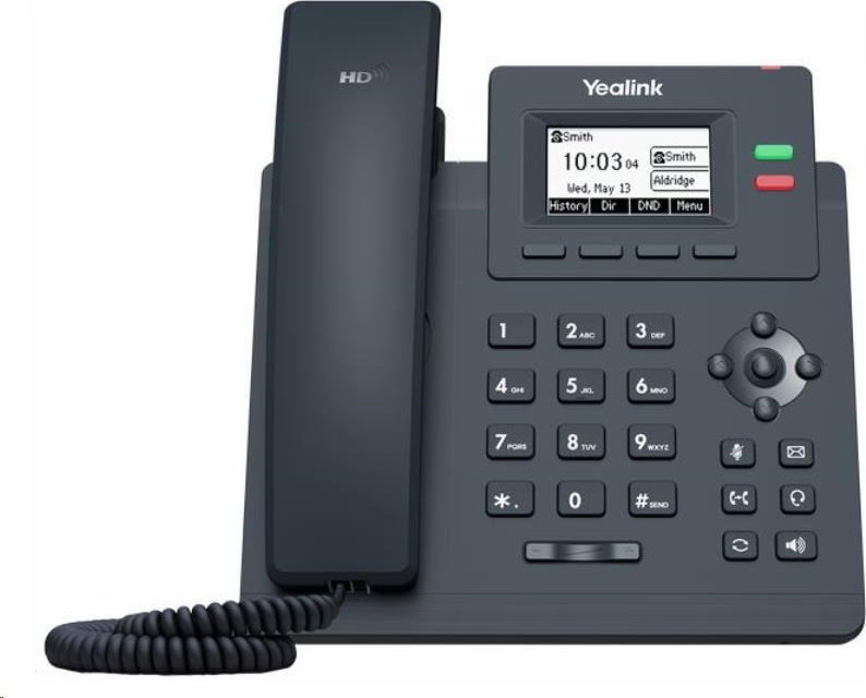 IP telefón Yealink SIP-T31G, 2,3" grafika 132x64, 2x RJ45 10/100/1000, PoE, 2x SIP, s adaptérom