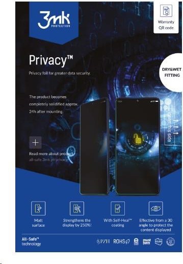 3mk All-Safe - AIO fólie BH Privacy Dry & Wet Fitting Phone, 5 ks