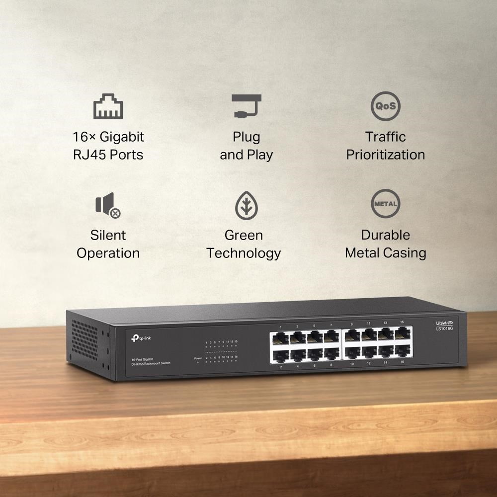 TP-Link LiteWave switch LS1016G (16xGbE, fanless)