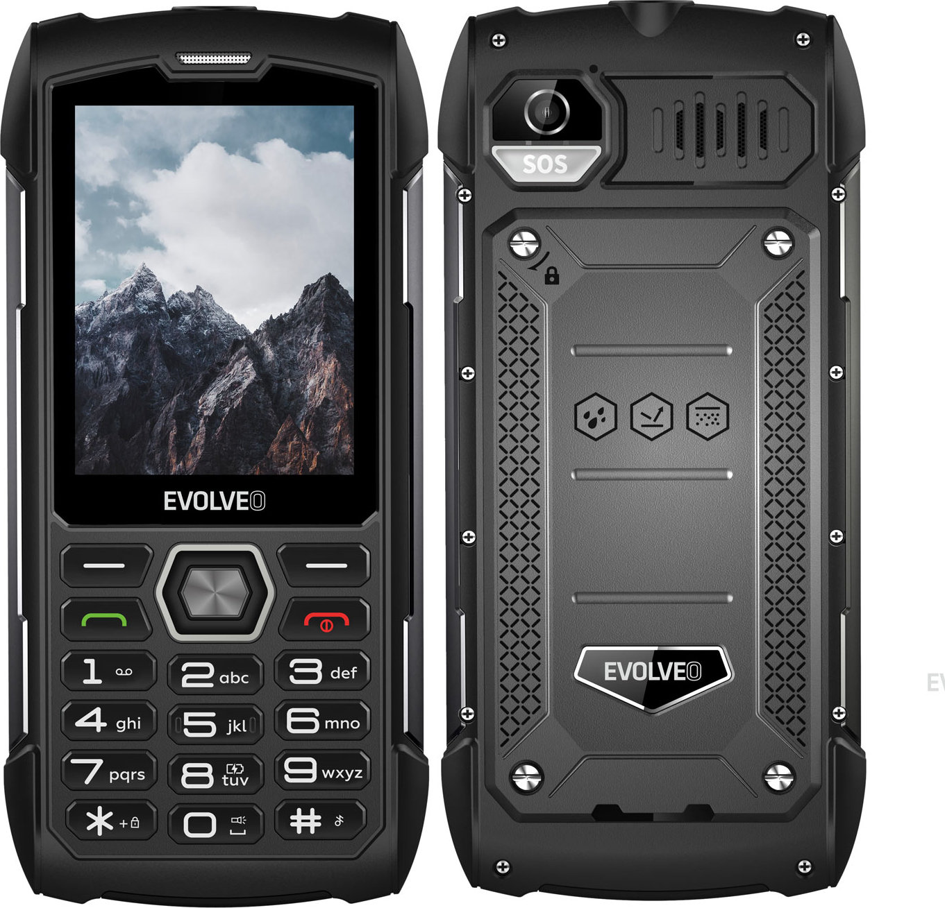 EVOLVEO StrongPhone H1, vodotěsný odolný Dual SIM telefon, černo-šedá