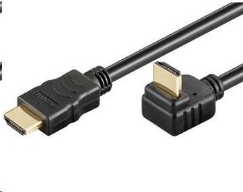 PremiumCord Vysokorýchlostný kábel HDMI+Ethernet PremiumCord, pozlátený zahnutý konektor 270° 2 m