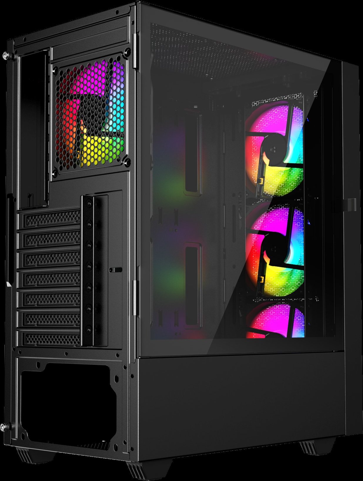 Gembird Fornax 4000 ARGB/Midi Tower/Transpar./Černá