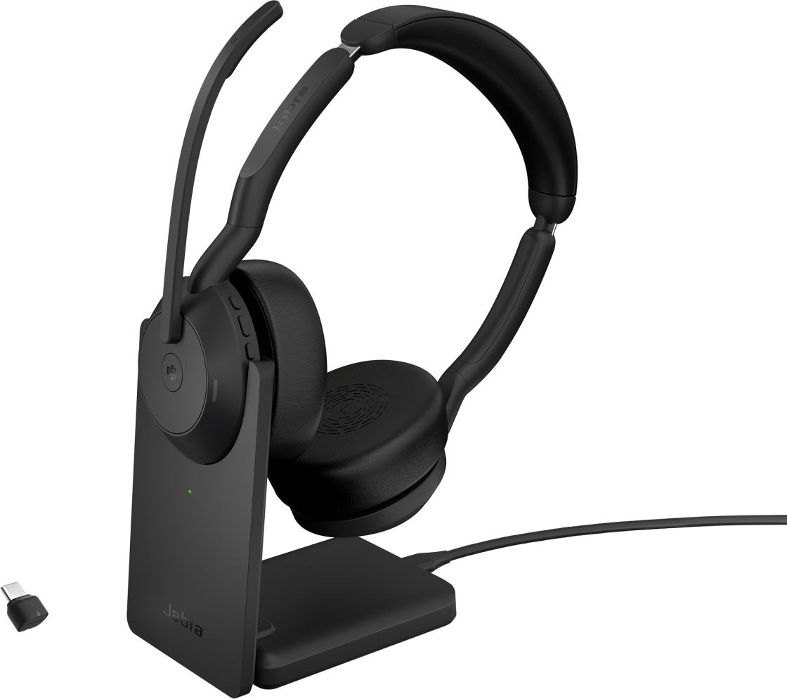 Jabra Evolve2 55/Stereo/ANC/USB-C/BT-USB/Bezdrát/MS/Stand/Černá