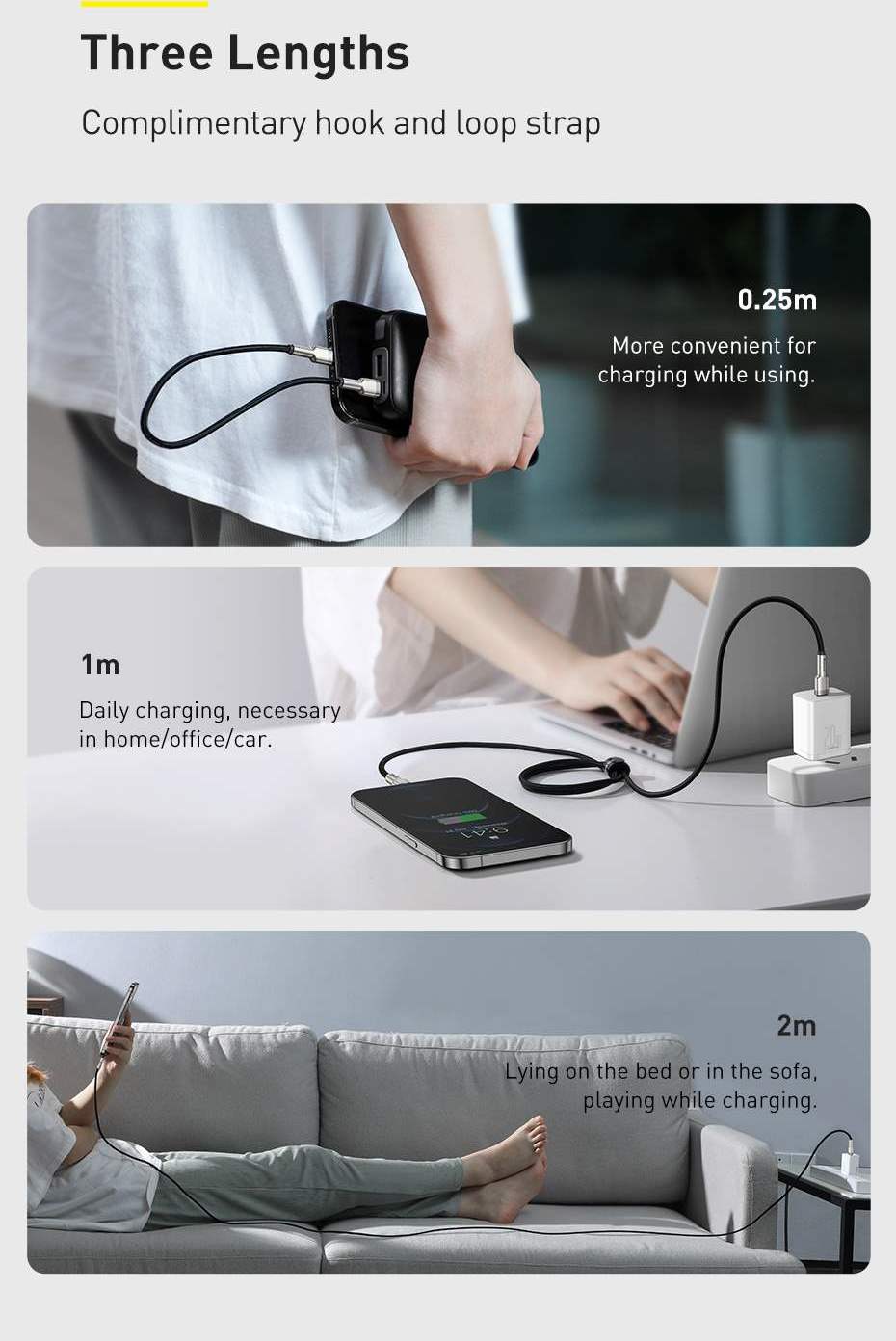 Baseus Cafule Series USB-C na Lightning PD 20W nabíjací/dátový kábel 0.25 m, čierna
