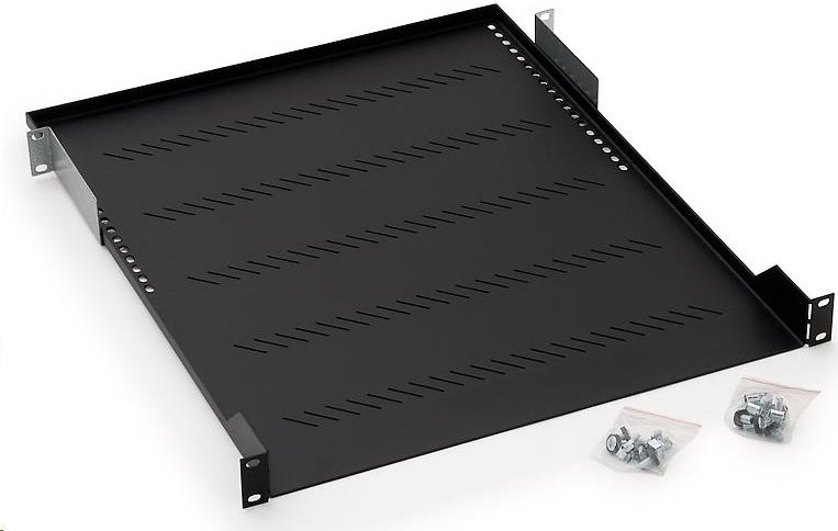 TRITON Regál s perforáciou 19", 1U/550 mm, nosnosť 40 kg, čierny